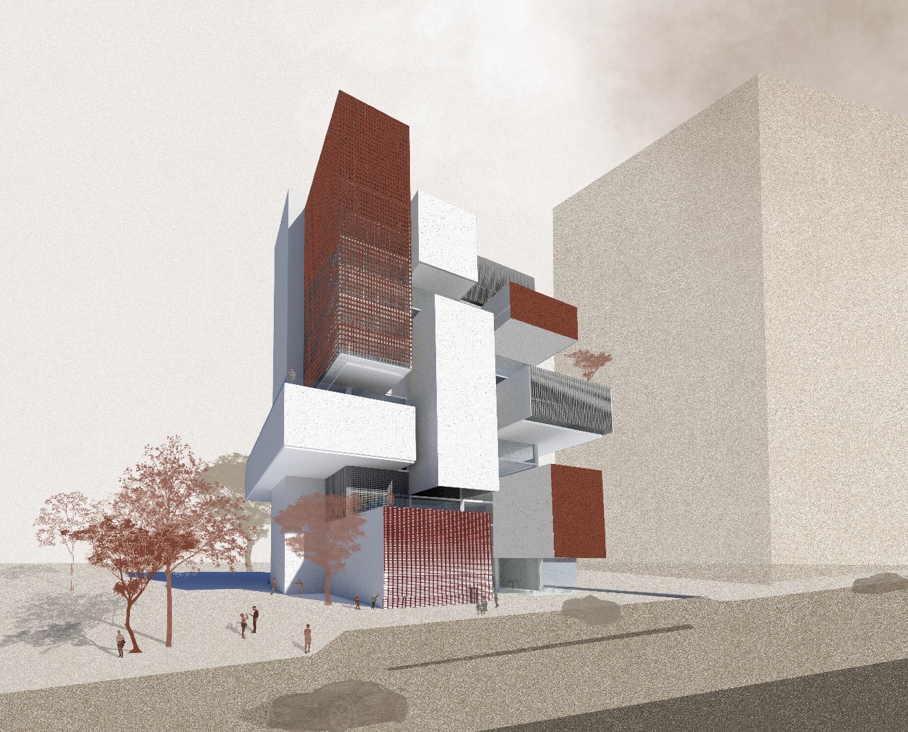 Vertical study · mass, void, balance.